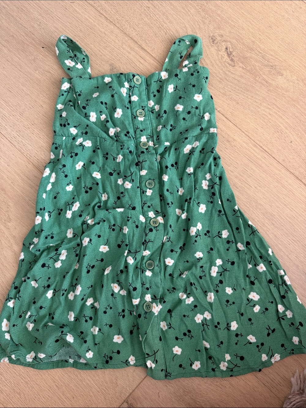 Reformation Green Floral Button-Front Kids Dress